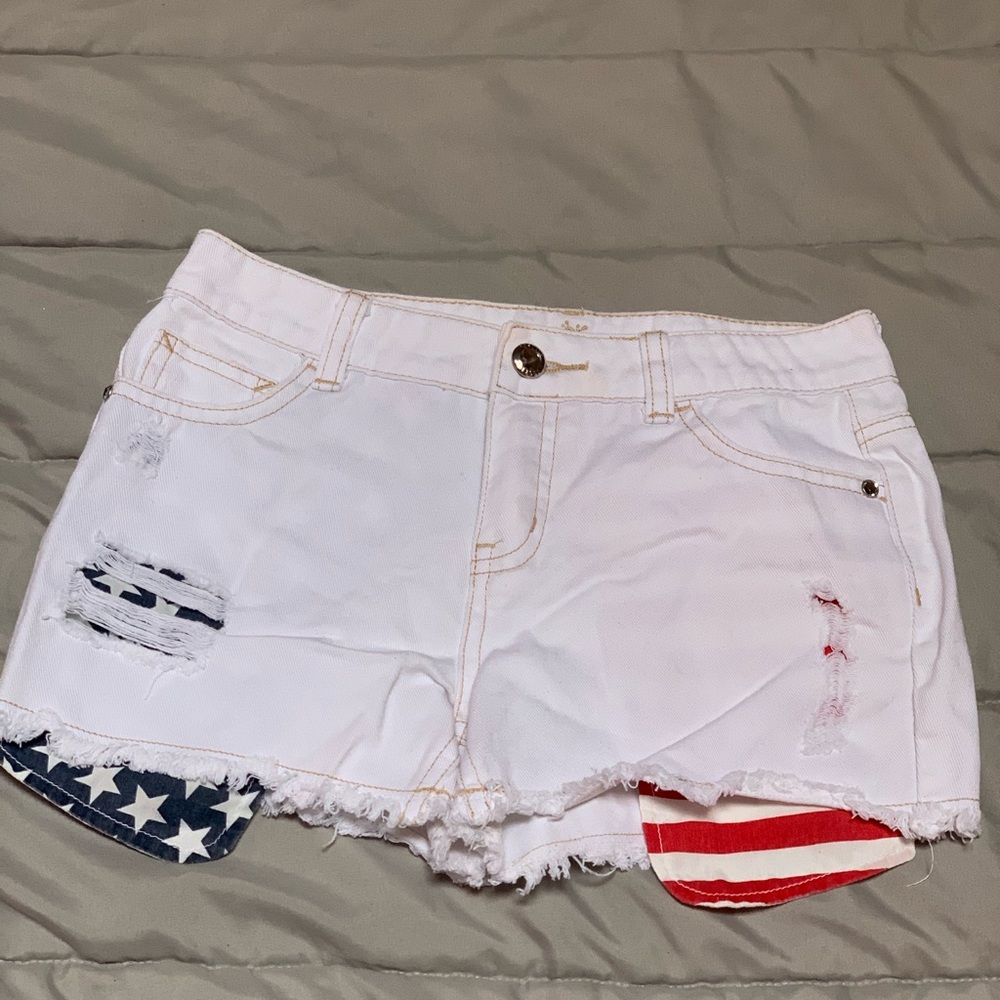 American flag denim shorts